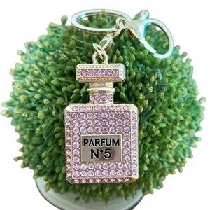 ** PERFUME BOTTLE  5 goldtone Key Chain Purse Fob NEW
